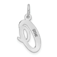14K White Gold Medium Script Initial O Charm