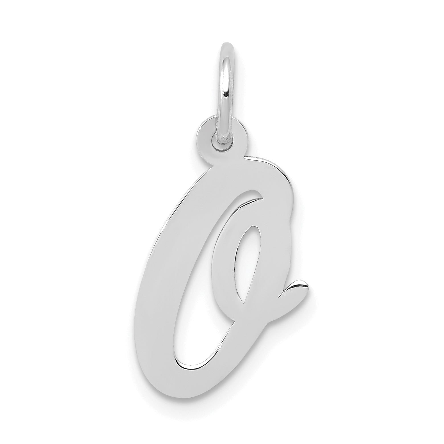 14k White Gold Medium Script Letter O Initial Charm Main image