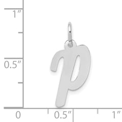14K White Gold Medium Script Initial P Charm