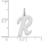 14K White Gold Medium Script Initial R Charm
