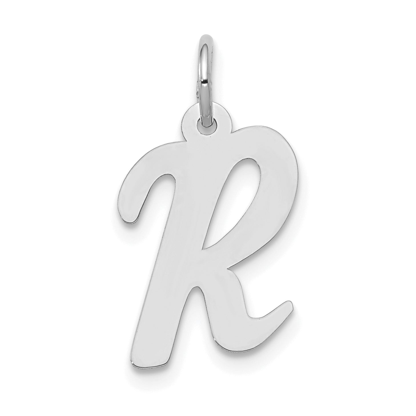 14k White Gold Medium Script Letter R Initial Charm Main image