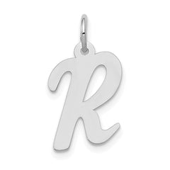 14k White Gold Medium Script Letter R Initial Charm