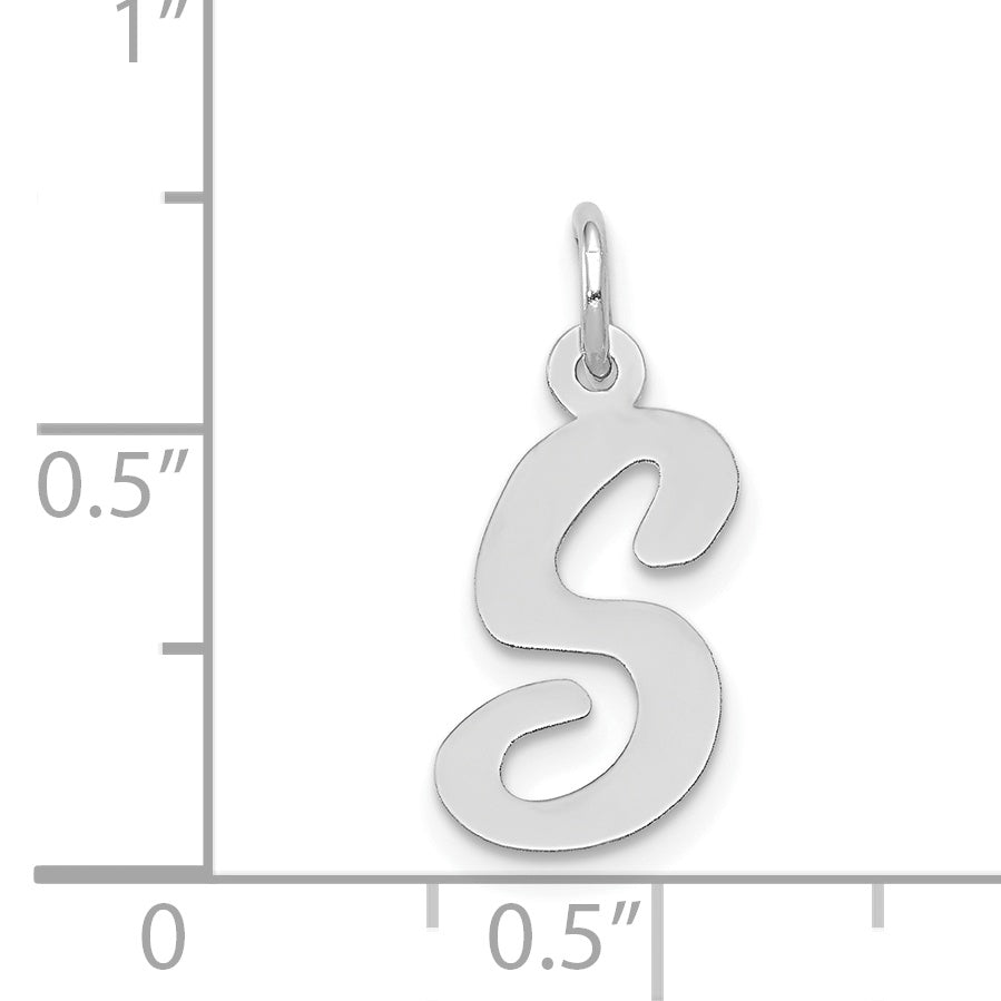 14K White Gold Medium Script Initial S Charm Secondary image