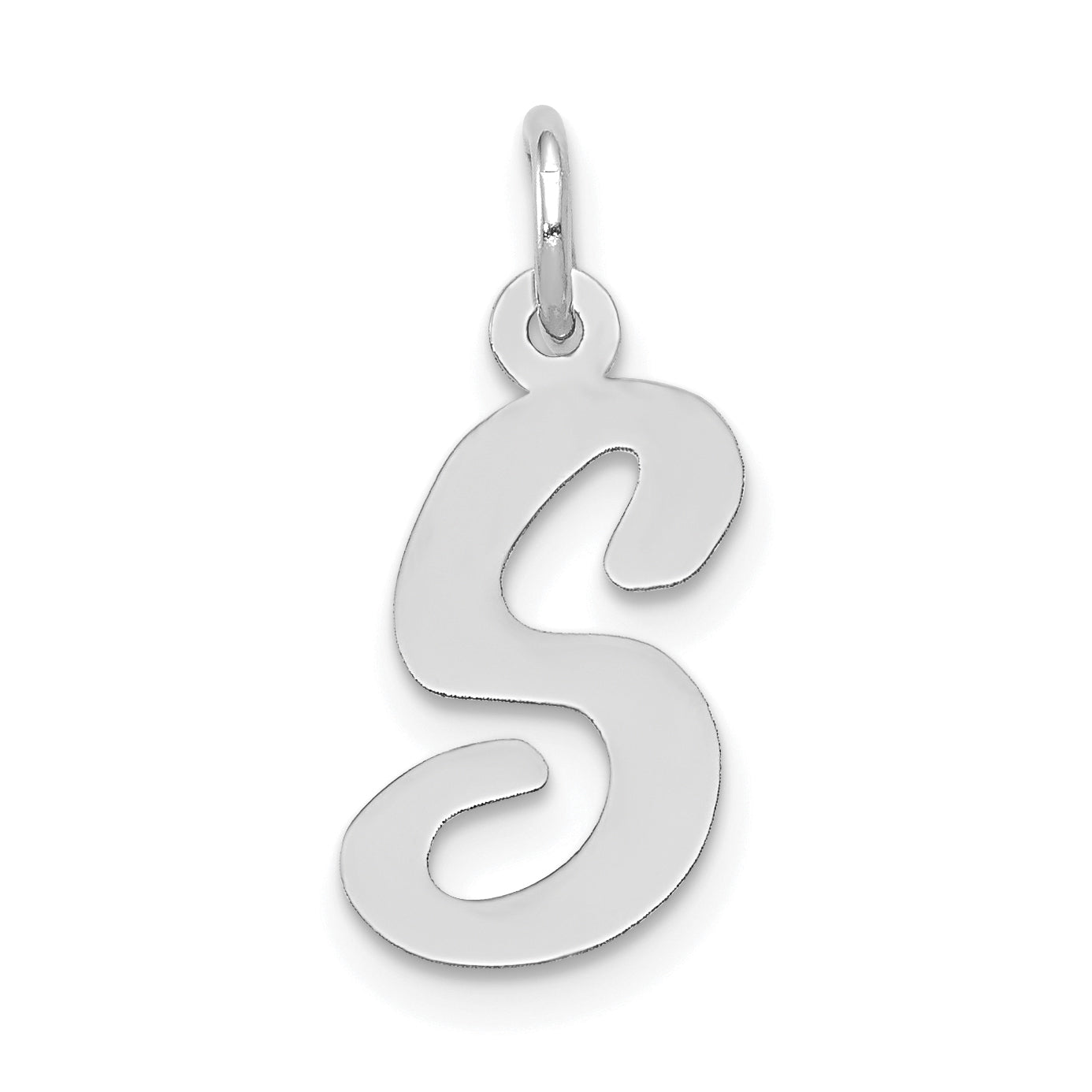 14k White Gold Medium Script Letter S Initial Charm Main image