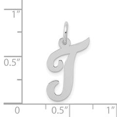 14K White Gold Medium Script Initial T Charm