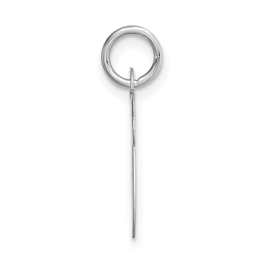 14K White Gold Medium Script Initial V Charm