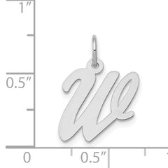 14K White Gold Medium Script Initial W Charm