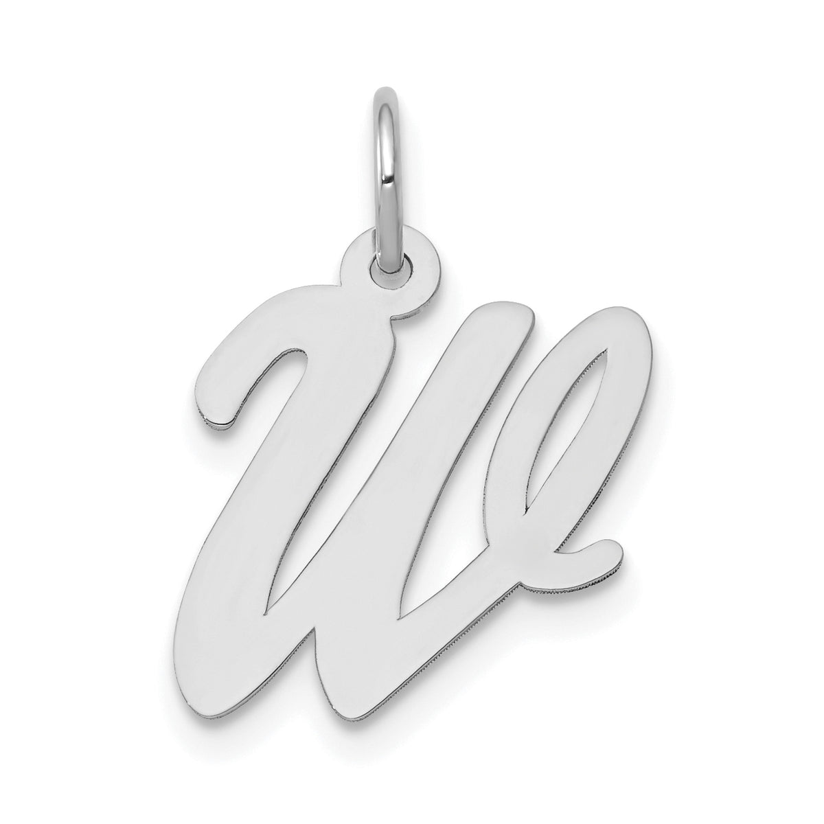 14k White Gold Medium Script Letter W Initial Charm