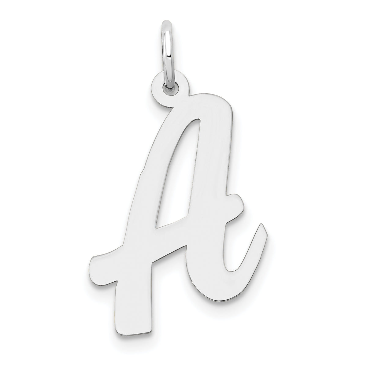 14k White Gold Large Script Letter A Initial Charm