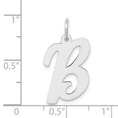 14K White Gold Large Script Letter B Initial Charm