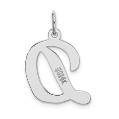 14K White Gold Large Script Letter D Initial Charm