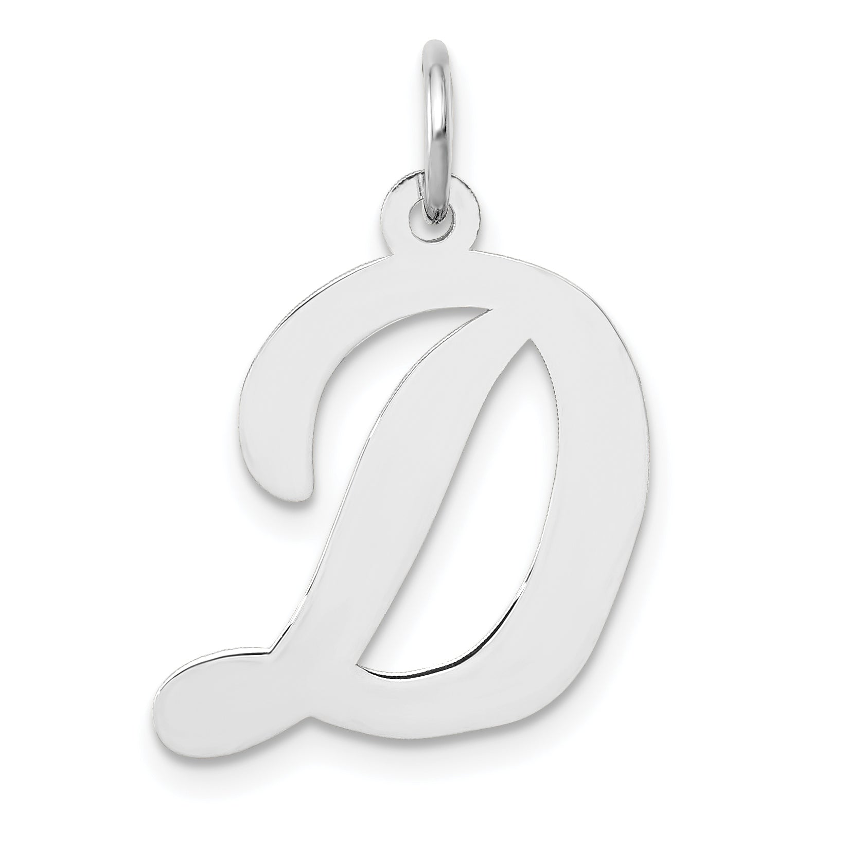 14k White Gold Large Script Letter D Initial Charm Main image