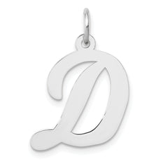 14k White Gold Large Script Letter D Initial Charm