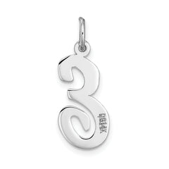 14K White Gold Large Script Initial E Charm