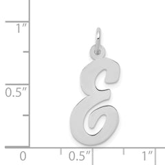 14K White Gold Large Script Initial E Charm