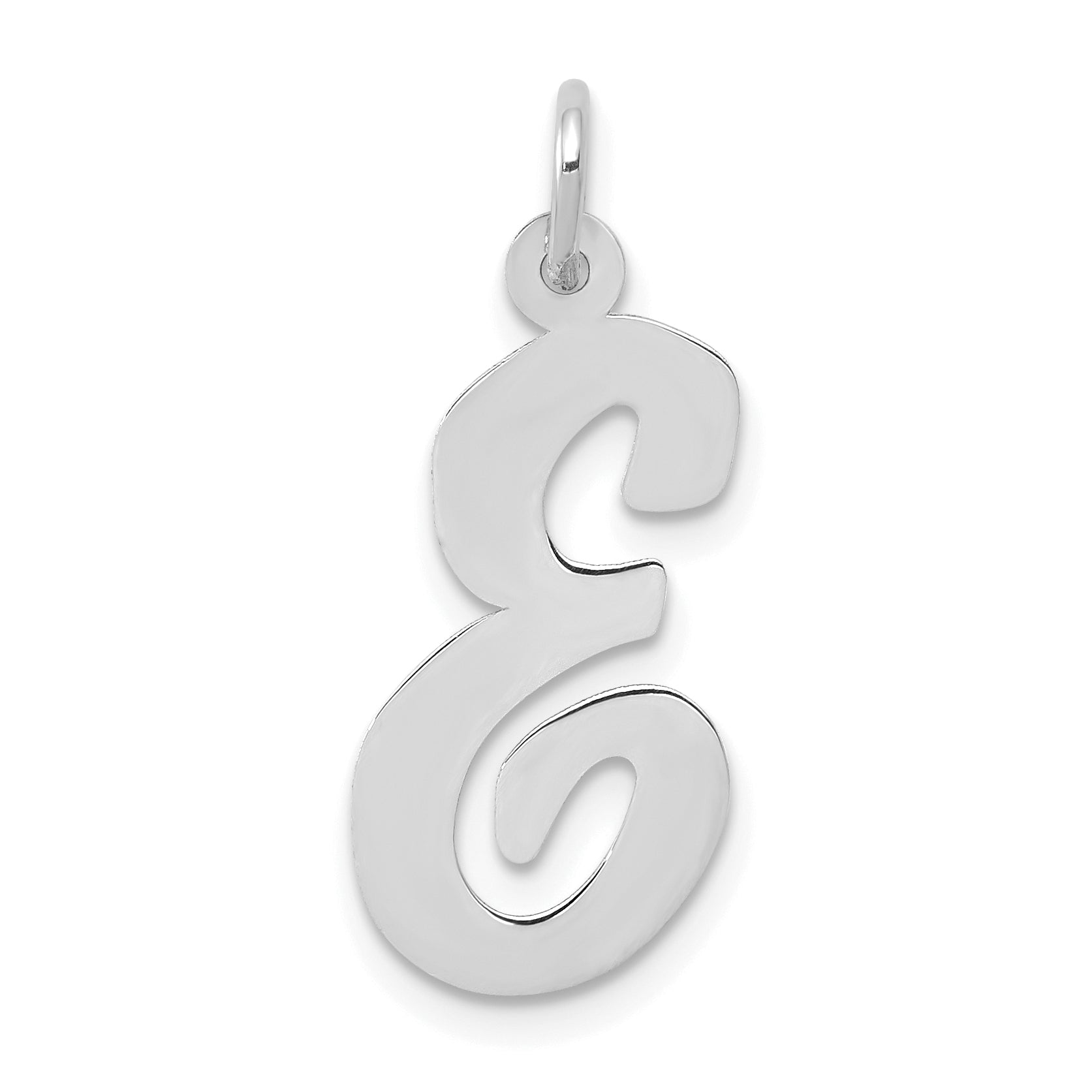 14k White Gold Large Script Letter E Initial Charm Main image