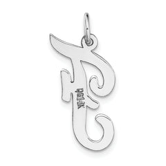 14K White Gold Large Script Initial F Charm