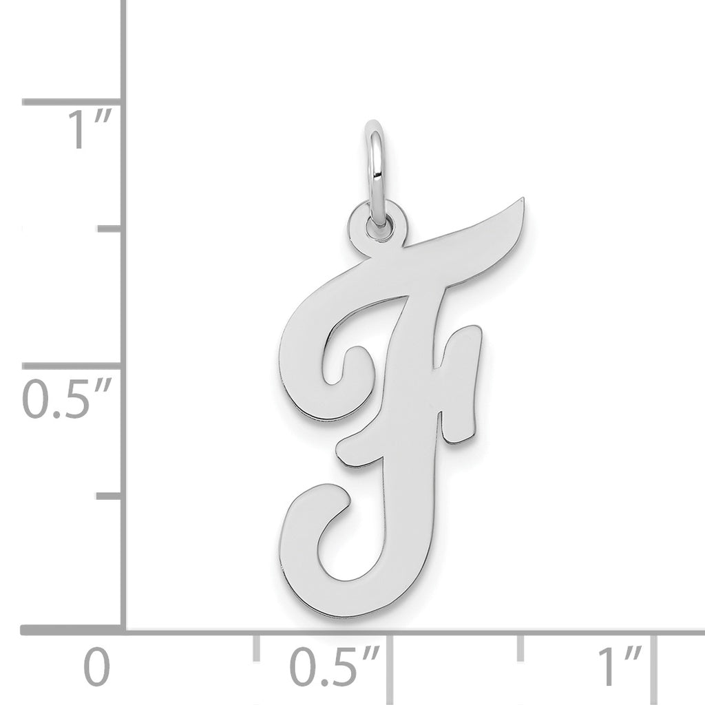 14K White Gold Large Script Initial F Charm
