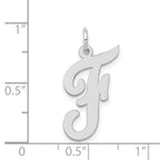14K White Gold Large Script Initial F Charm