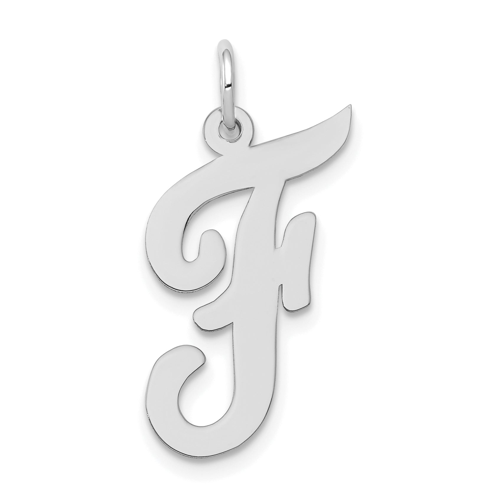 14k White Gold Large Script Letter F Initial Charm Main image