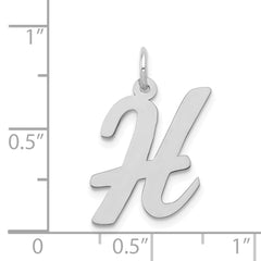 14K White Gold Large Script Initial H Charm