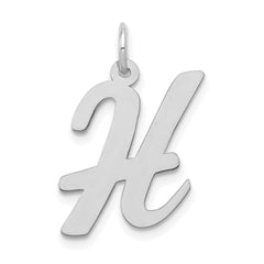 14k White Gold Large Script Letter H Initial Charm