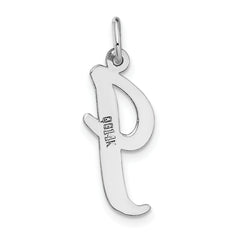 14K White Gold Large Script Initial I Charm