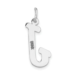 14K White Gold Large Script Initial J Charm