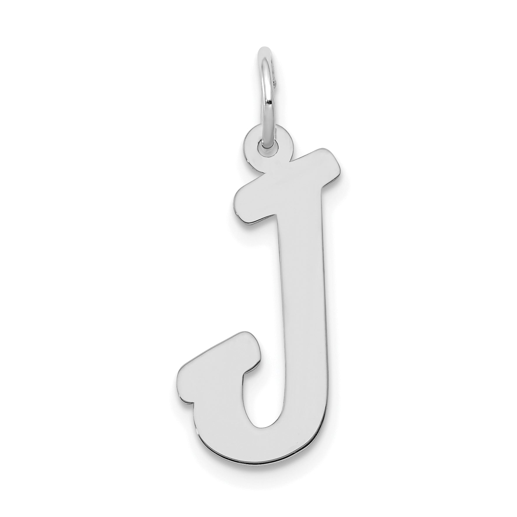 14k White Gold Large Script Letter J Initial Charm Main image