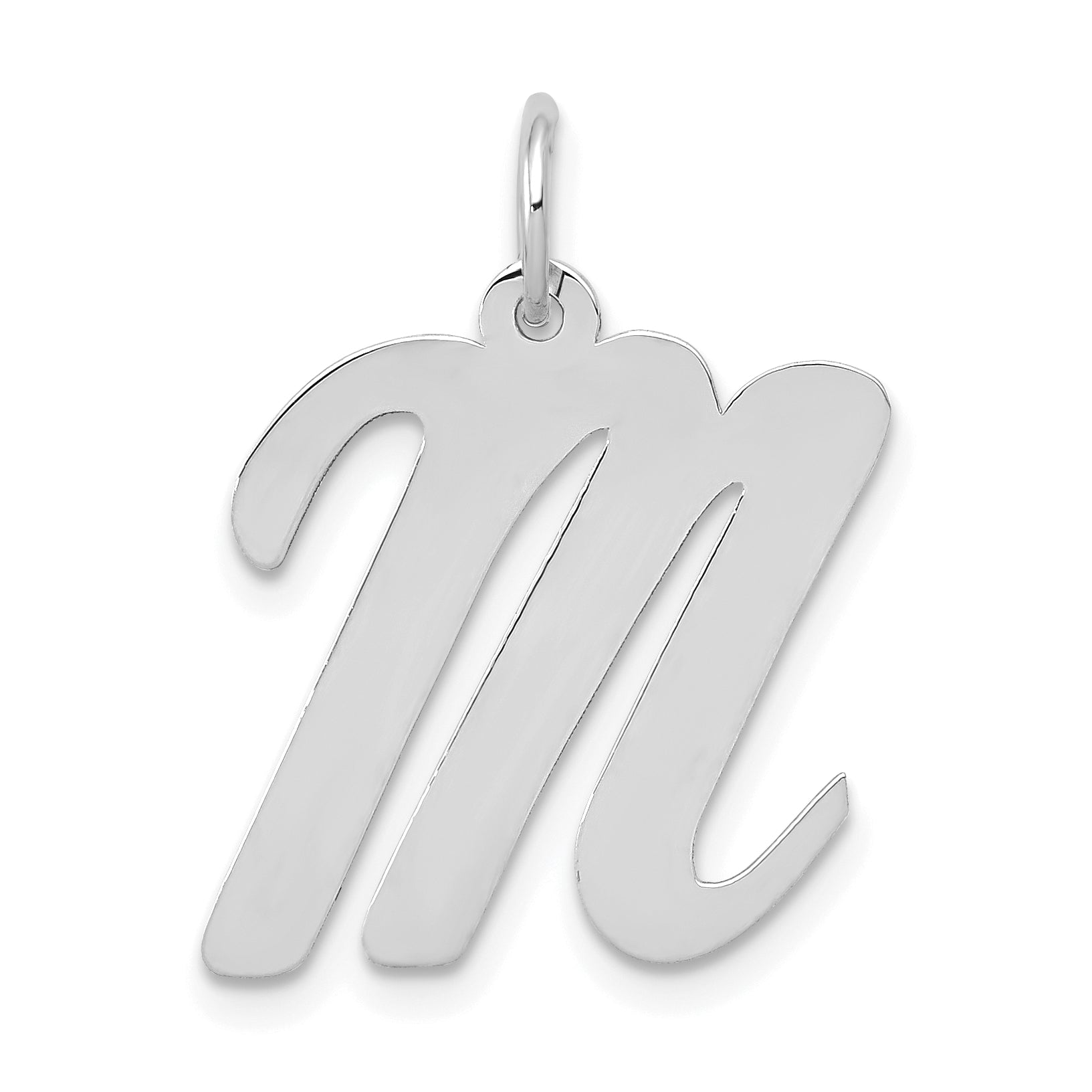 14k White Gold Large Script Letter M Initial Charm Main image