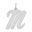 14k White Gold Large Script Letter M Initial Charm