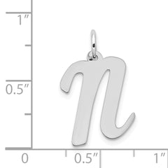 14K White Gold Large Script Initial N Charm