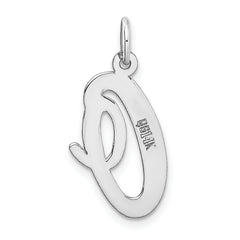 14K White Gold Large Script Initial O Charm