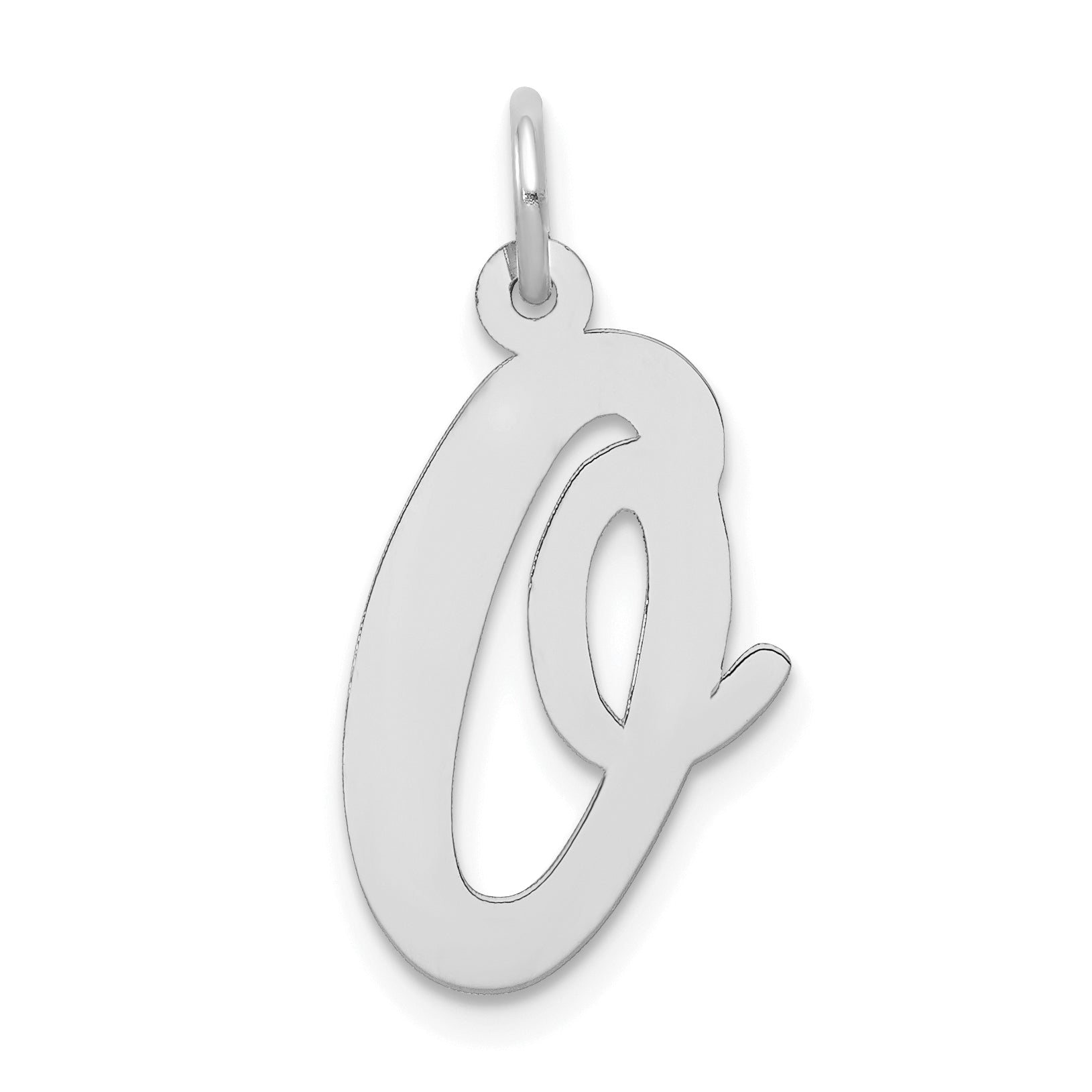 14k White Gold Large Script Letter O Initial Charm Main image