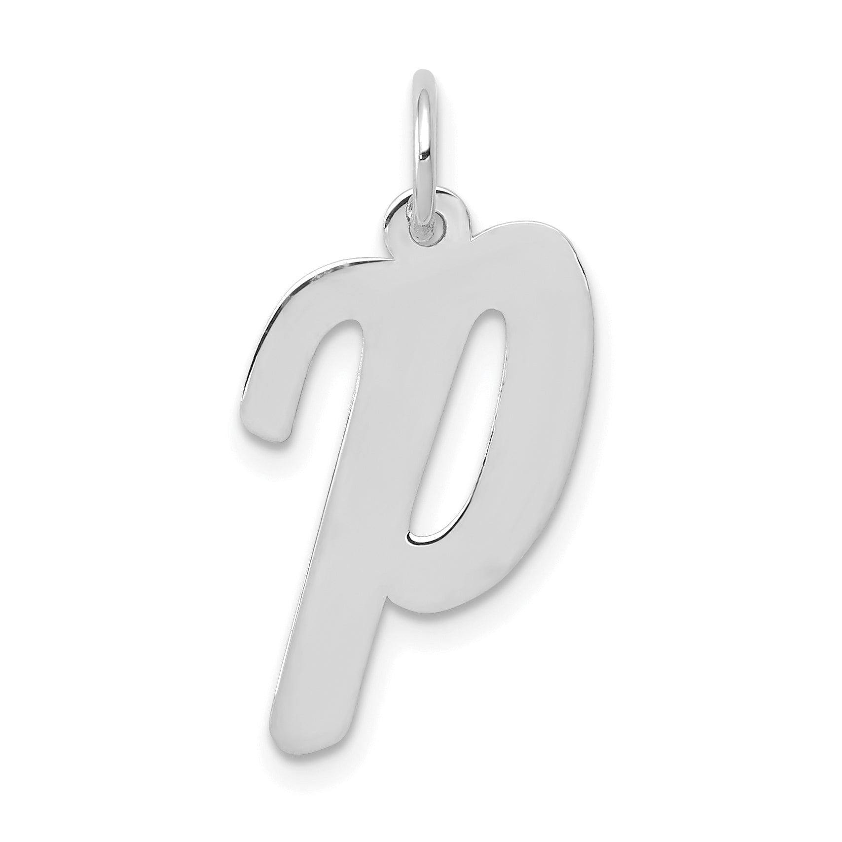 14k White Gold Large Script Letter P Initial Charm Main image