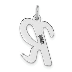 14K White Gold Large Script Initial R Charm