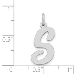 14K White Gold Large Script Initial S Charm