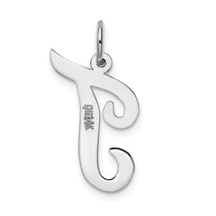 14K White Gold Large Script Initial T Charm