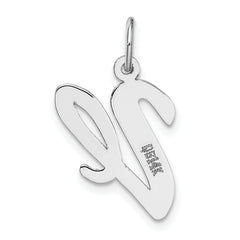 14K White Gold Large Script Initial V Charm