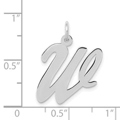 14K White Gold Large Script Initial W Charm