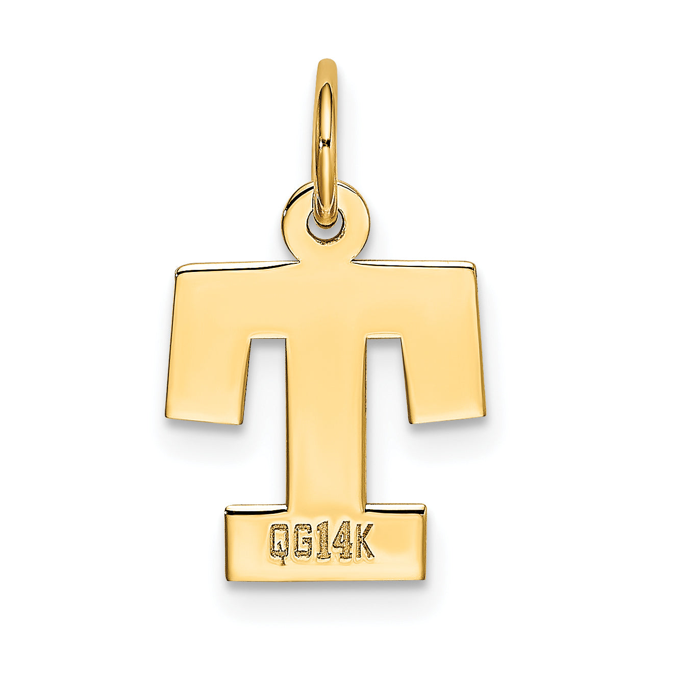 14K Small Block Initial T Charm