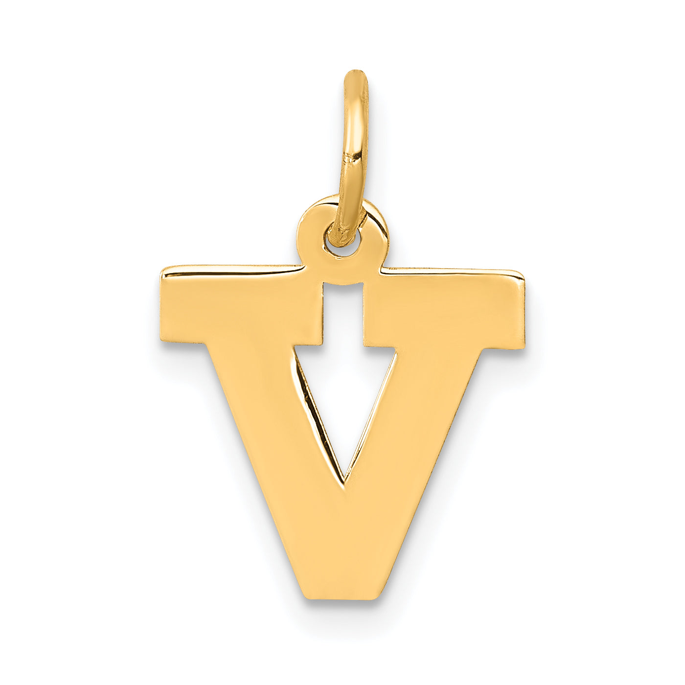 14k Small Block Letter V Initial Charm Main image
