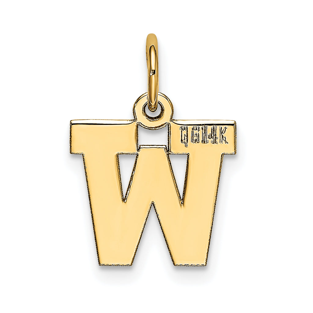 14K Small Block Initial W Charm