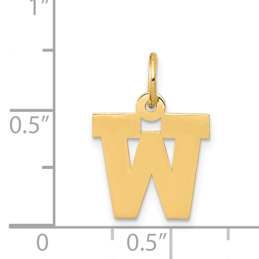 14K Small Block Initial W Charm
