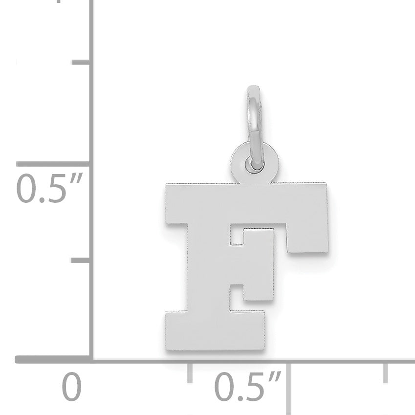 14K White Gold Small Block Initial F Charm