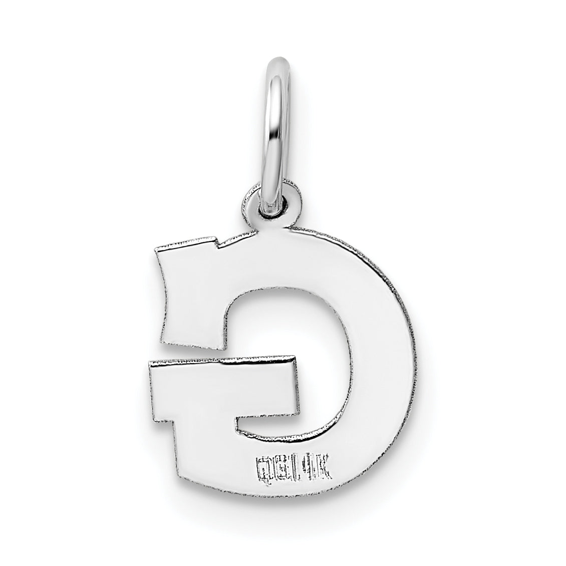 14K White Gold Small Block Initial G Charm