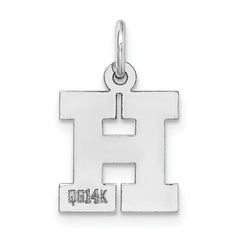 14K White Gold Small Block Initial H Charm