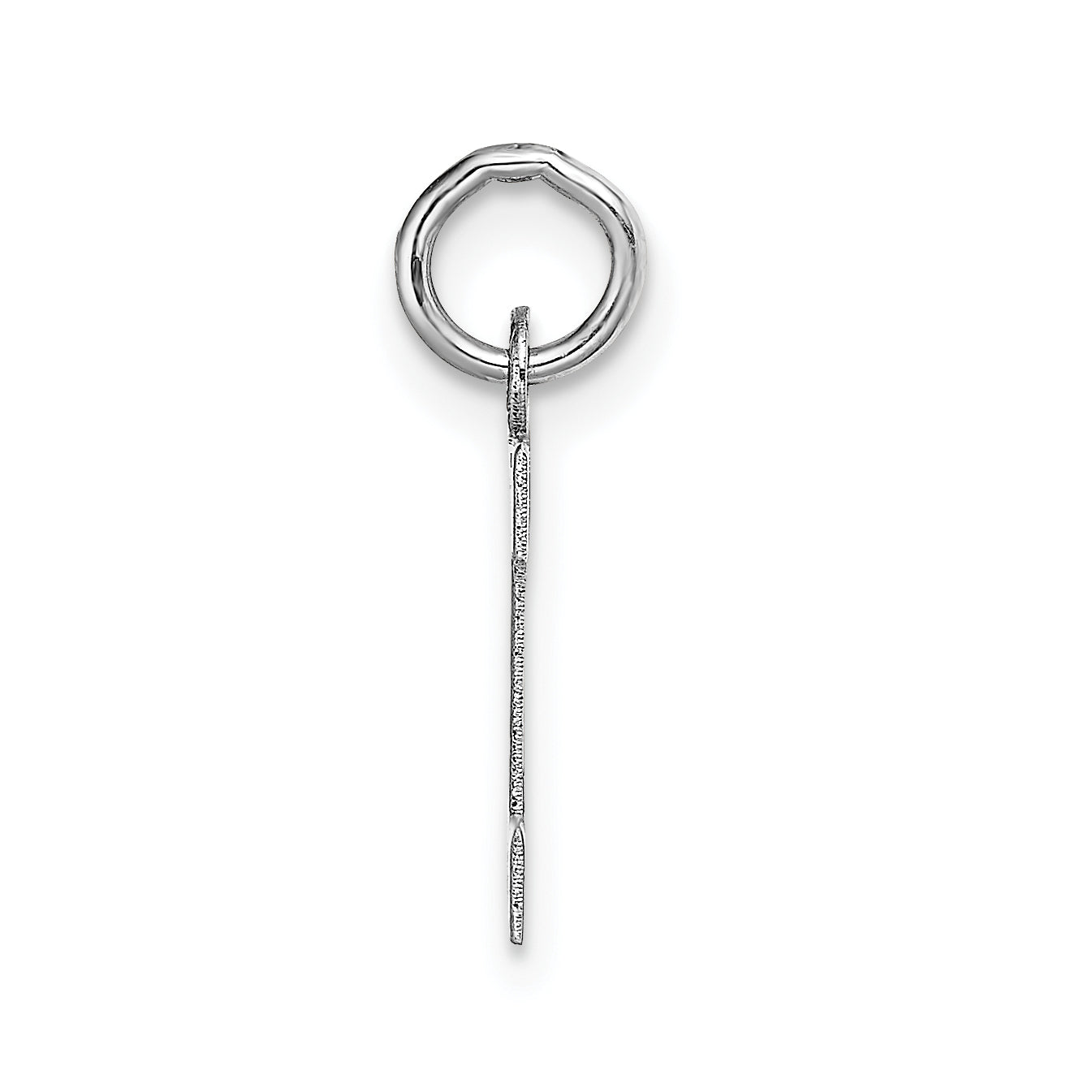 14K White Gold Small Block Initial I Charm