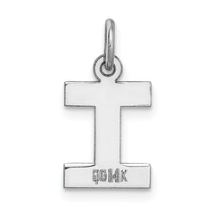 14K White Gold Small Block Initial I Charm