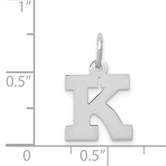 14K White Gold Small Block Initial K Charm